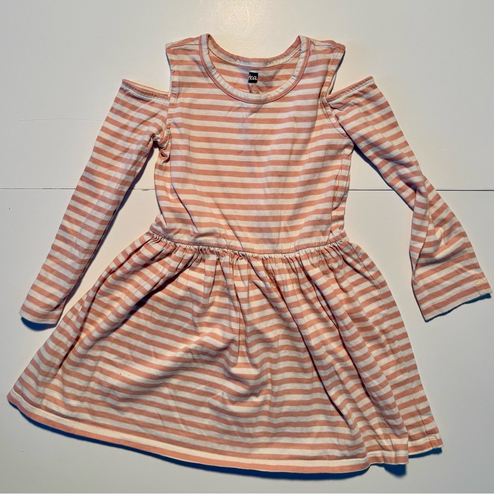 Tea Collection Pink and White Striped Kids Dress